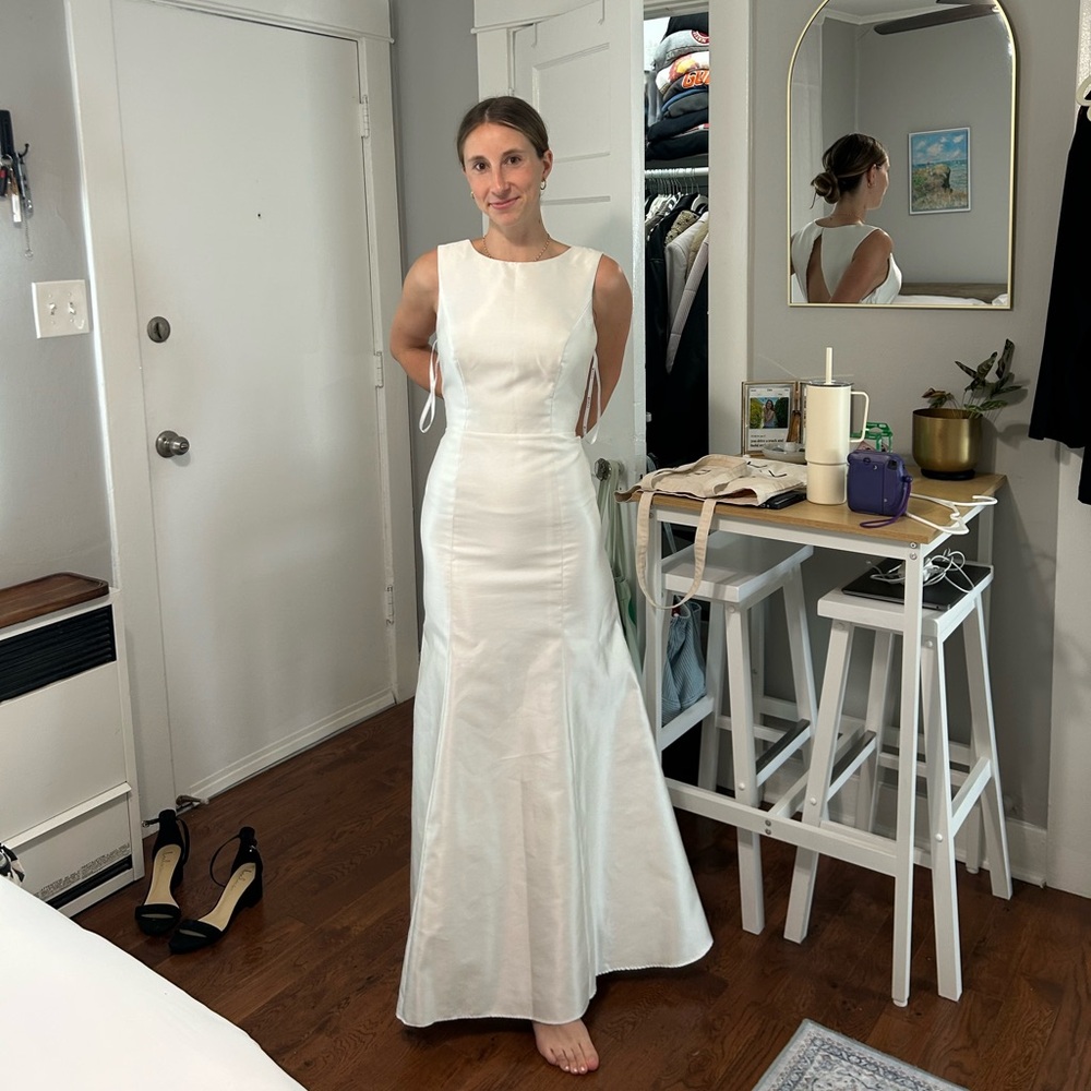 Dessy Collection Bella Bridesmaids Ivory Maxi Dress High Neck BB106 - Picture 6 of 6